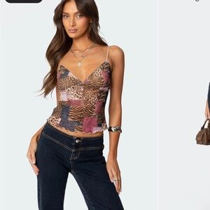 Leopard Patchwork Cami Top EDKITED